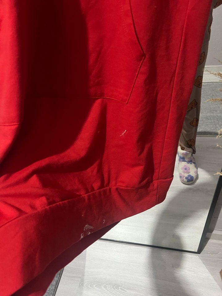 Parlak Kırmızı Kadın Uzun Kollu Salaş Elbise - Görsel 3