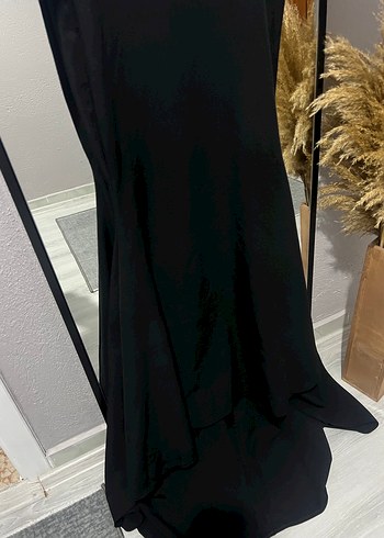 Uzun Kollu Yüksek Yakalı Drapeli Kadın Elbise - Görsel 2