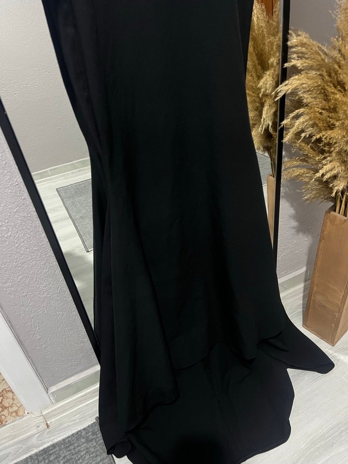 Uzun Kollu Yüksek Yakalı Drapeli Kadın Elbise - Görsel 2