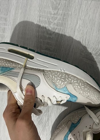 Nike Beyaz Bağcıklı Denim orijinal Spor Ayakkabı - Görsel 4