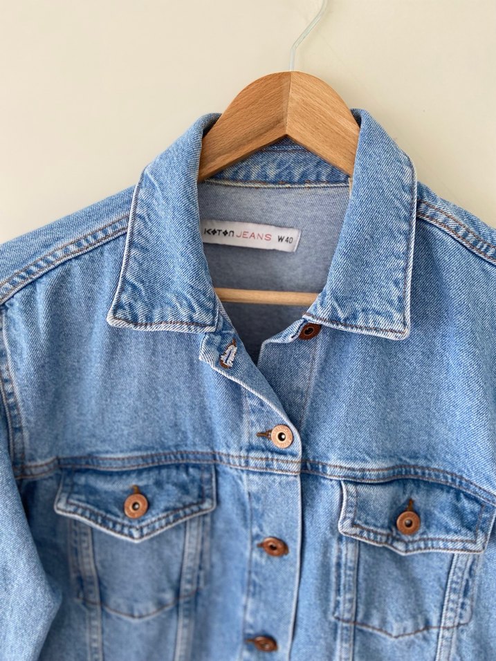 Koton marka Düğmeli Mavi Denim Ceket - Görsel 3