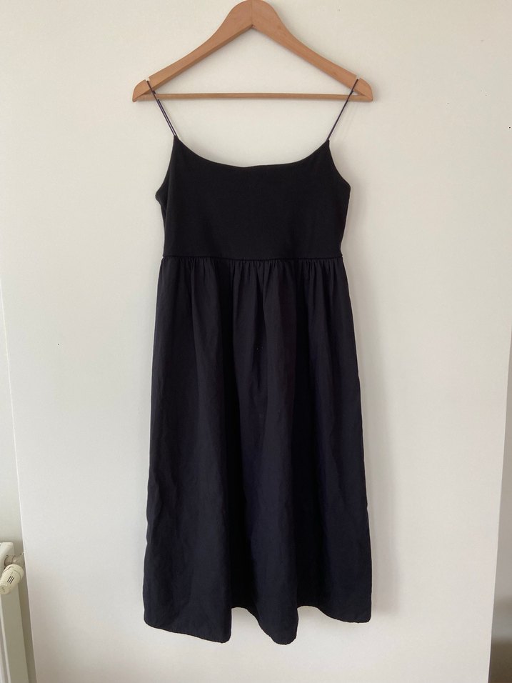 Siyah Askılı Midi Hamile Elbisesi - Görsel 2