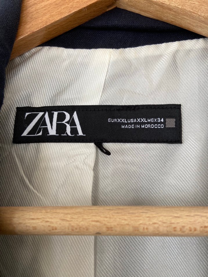 Düğmeli Lacivert Keten Kadın Blazer - Görsel 2