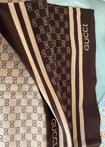 Kahverengi Örgü çift taraflı atkı - Görsel 2