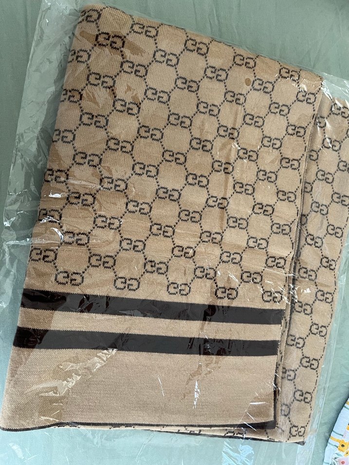 Kahverengi Örgü çift taraflı atkı - Görsel 3