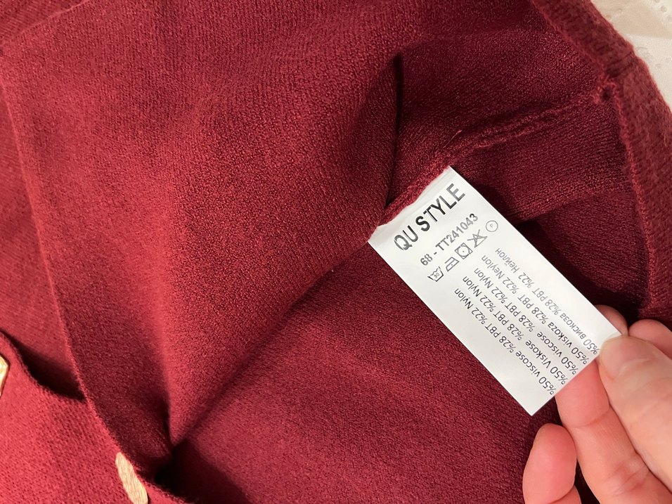 Düğmeli Bordo Kadın Yelek QUSTYL MARKA - Görsel 3