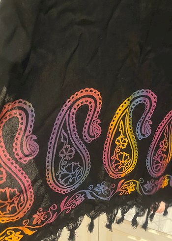 Zara Püsküllü Uzun Renkli Tie-Dye Kadın Kimono Son 2 adet