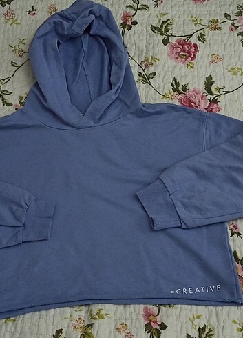 Mavi kısa boy sweatshirt 
