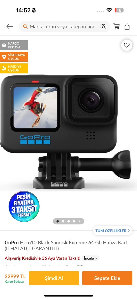 Siyah GoPro Aksiyon Kamerası ve Kılıfı - Görsel 4