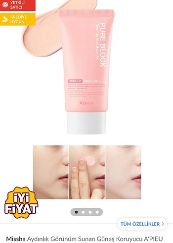 Alpieu Pure Block Ton-Up Güneş Kremi SPF 50+ - Görsel 3