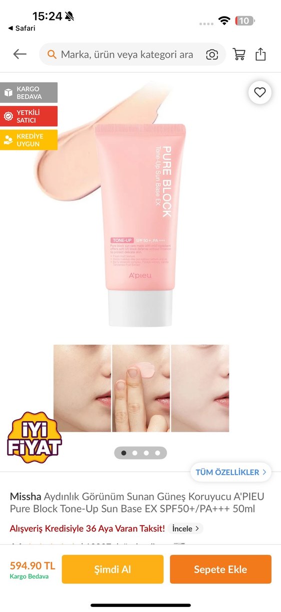 Alpieu Pure Block Ton-Up Güneş Kremi SPF 50+ - Görsel 3