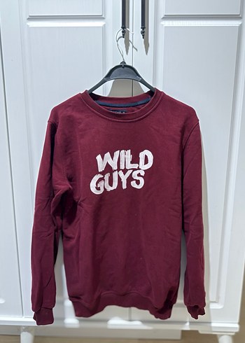 Bordo Uzun Kollu Baskılı Sweatshirt - Görsel 3