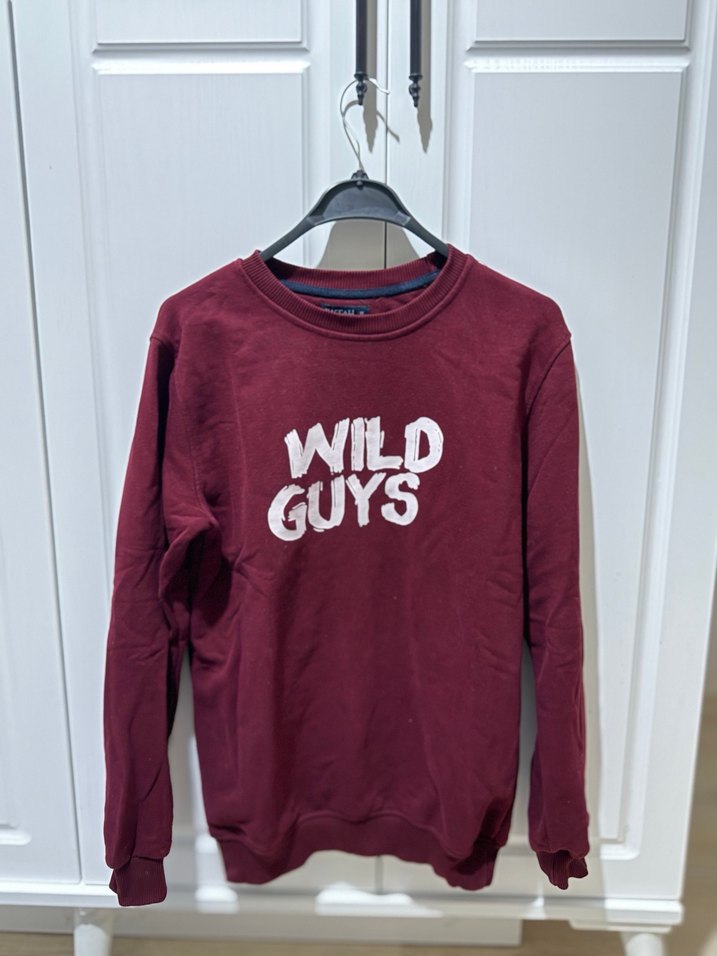 Bordo Uzun Kollu Baskılı Sweatshirt - Görsel 3