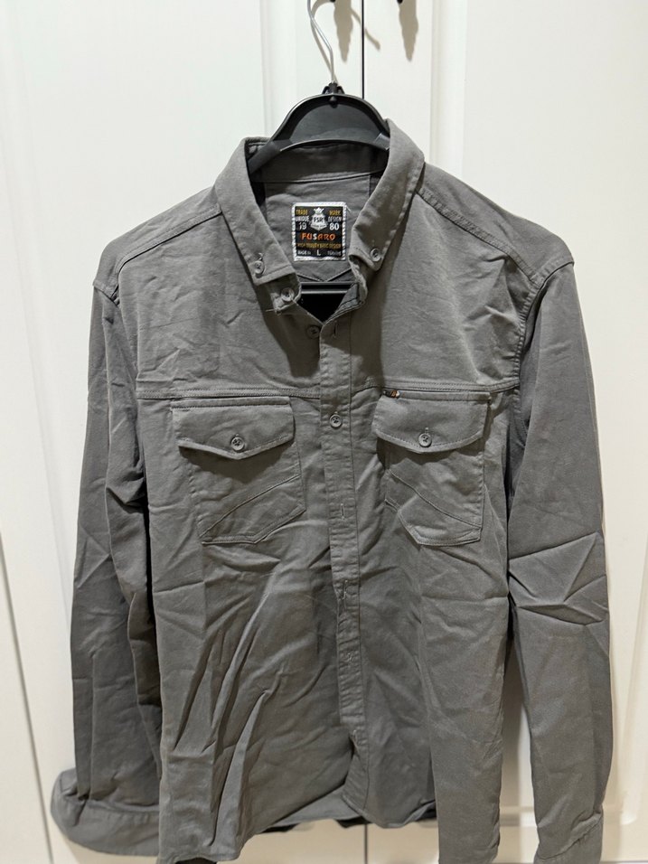 Gri Düğmeli Erkek Keten Gömlek - Görsel 2