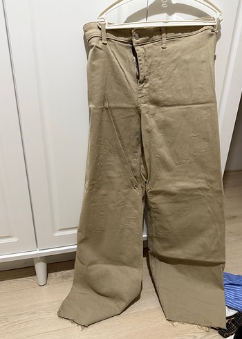 Bej Keten Rahat Kesim Kadın Pantolon - Görsel 2