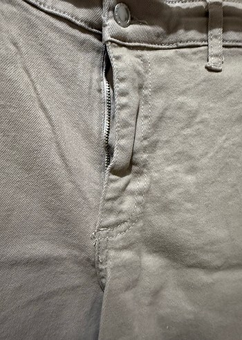 Bej Keten Rahat Kesim Kadın Pantolon - Görsel 4