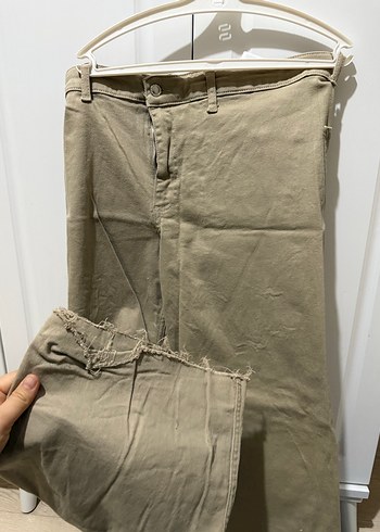 Bej Keten Rahat Kesim Kadın Pantolon - Görsel 3