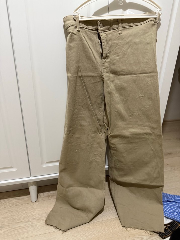 Bej Keten Rahat Kesim Kadın Pantolon - Görsel 2