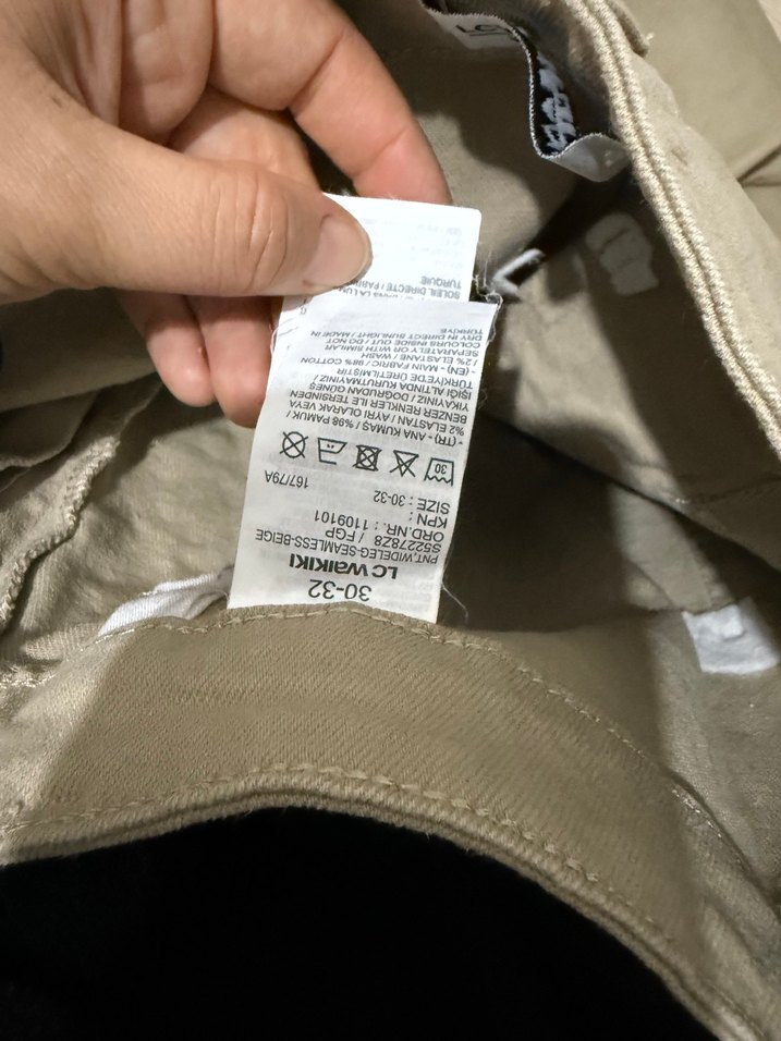 Bej Keten Rahat Kesim Kadın Pantolon - Görsel 5