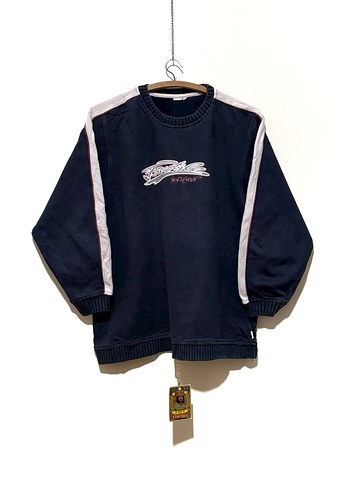 Lacivert Baskılı Fermuarlı Sweatshirt