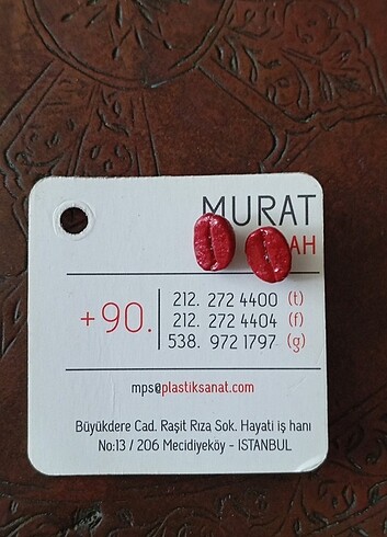 Murat Sebah Tasarım Kırmızı Kahve Çekirdeği Küpe