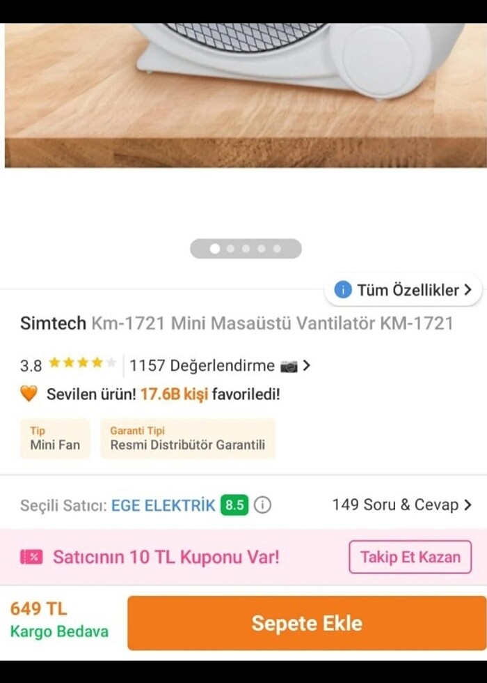 Masaüstü vantilatör  - Görsel 3