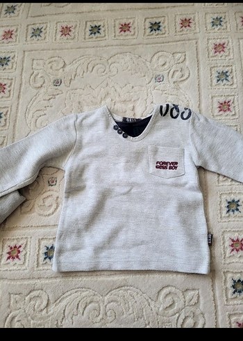 4 Yaş Beden sarı Renk Renkli Baskılı Erkek Çocuk Sweatshirt Velcro Detaylı