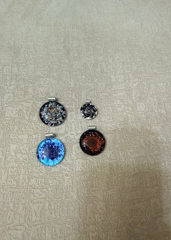 Diğer Bohem Camli Metal Uclu Kolye Ucu Seti
