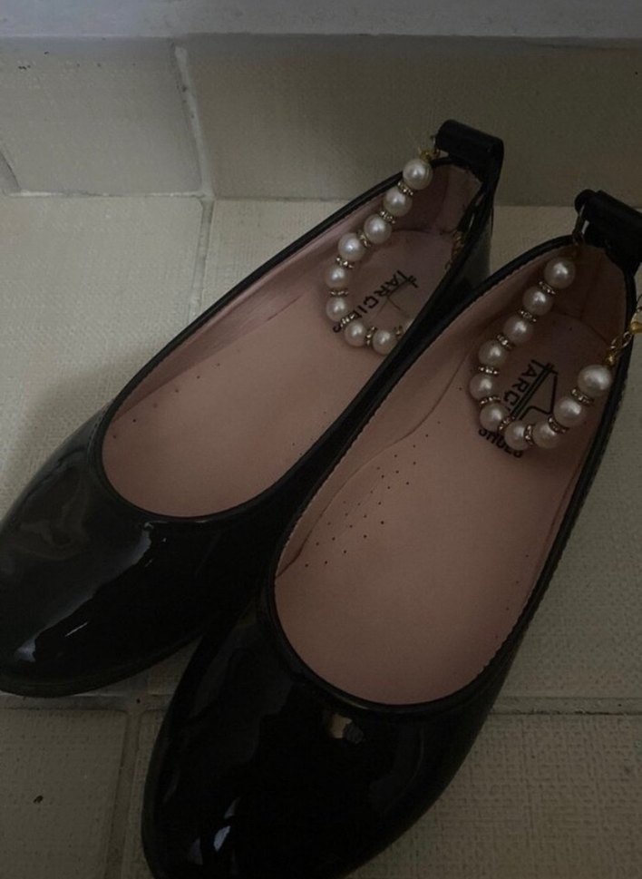 İnci Tokalı Siyah Kız Çocuk Babet Ayakkabı - Görsel 2