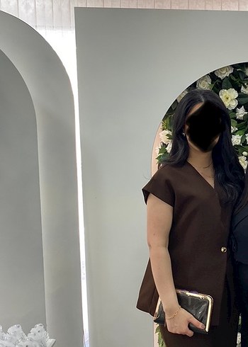Diğer Kahverengi Düğmeli Kadın Takım Elbise