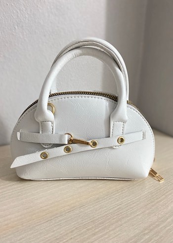Beyaz Deri Tokalı Kadın Çanta - Görsel 2