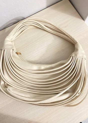 Bej Pileli Deri Kadın Çanta - Görsel 2