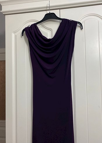 Mor Drapeli Uzun Kadın Elbise - Görsel 4