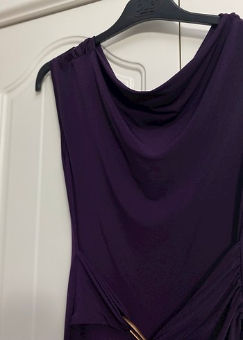 Mor Drapeli Uzun Kadın Elbise - Görsel 3