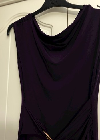 Mor Drapeli Uzun Kadın Elbise - Görsel 5