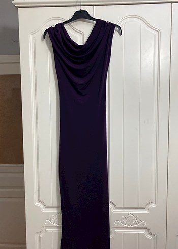 Mor Drapeli Uzun Kadın Elbise - Görsel 6