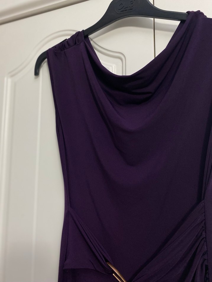 Mor Drapeli Uzun Kadın Elbise - Görsel 3