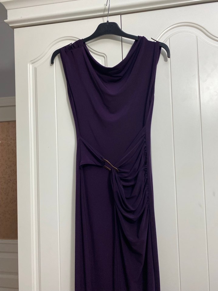 Mor Drapeli Uzun Kadın Elbise - Görsel 2