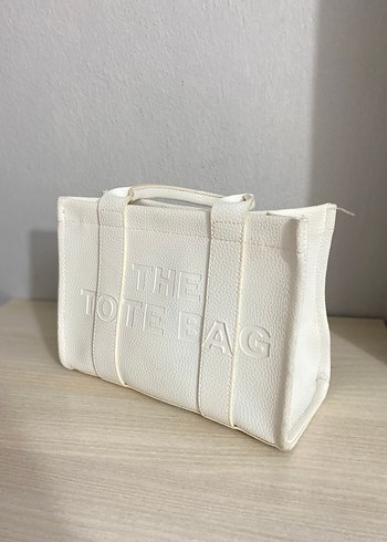 Beyaz Deri Kadın Tote Çanta - Görsel 3