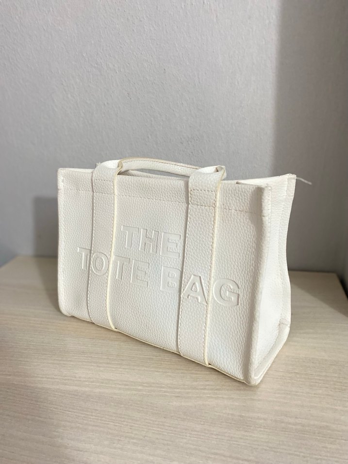 Beyaz Deri Kadın Tote Çanta - Görsel 3