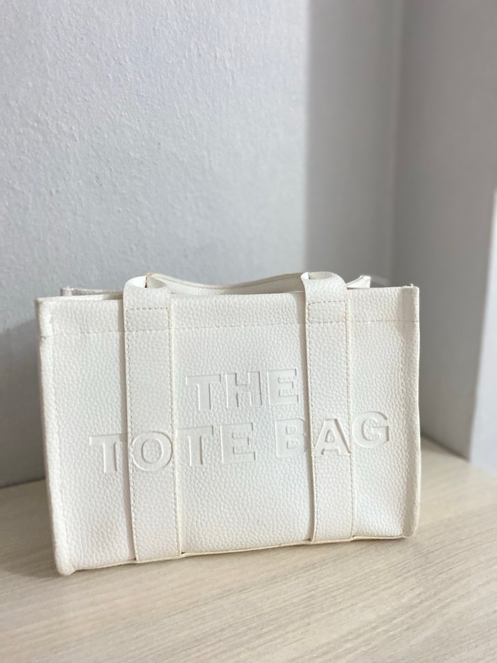 Beyaz Deri Kadın Tote Çanta - Görsel 2