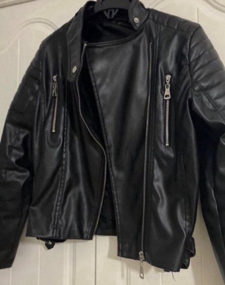 Siyah Deri Biker Ceket Kadın - Görsel 2