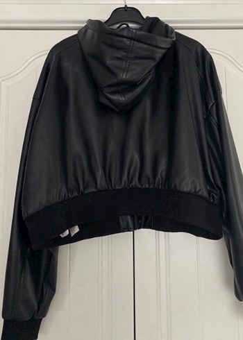 Siyah Kadın Deri Düğmeli Ceket - Görsel 3