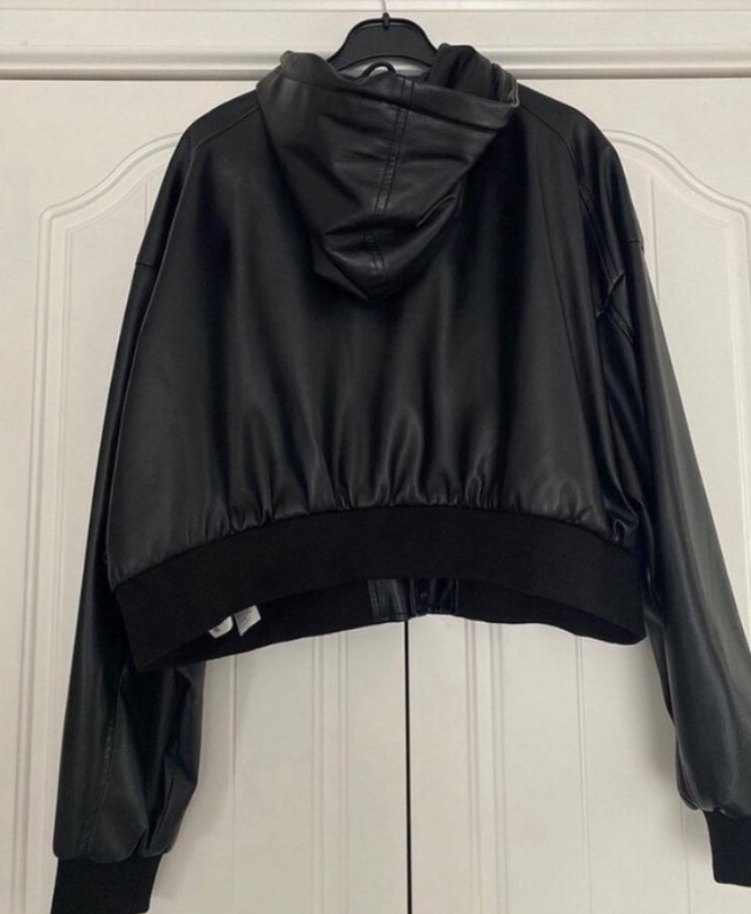 Siyah Kadın Deri Düğmeli Ceket - Görsel 3