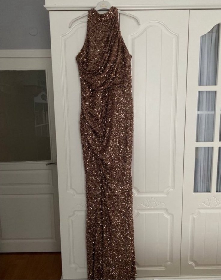 Parlak gül kurusu  Kadın Elbise - Görsel 2