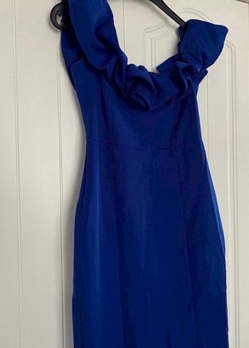 Mavi Straplez Uzun Abiye Elbise - Görsel 2