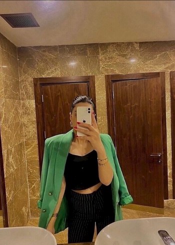 Düğmeli Yeşil Kadın Uzun Blazer - Görsel 3