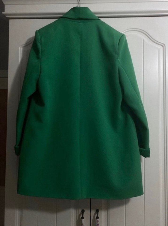 Düğmeli Yeşil Kadın Uzun Blazer - Görsel 2