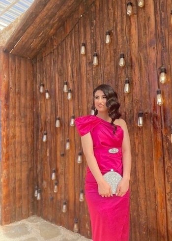 Pembe Drapeli Uzun Abiye Elbise - Görsel 3