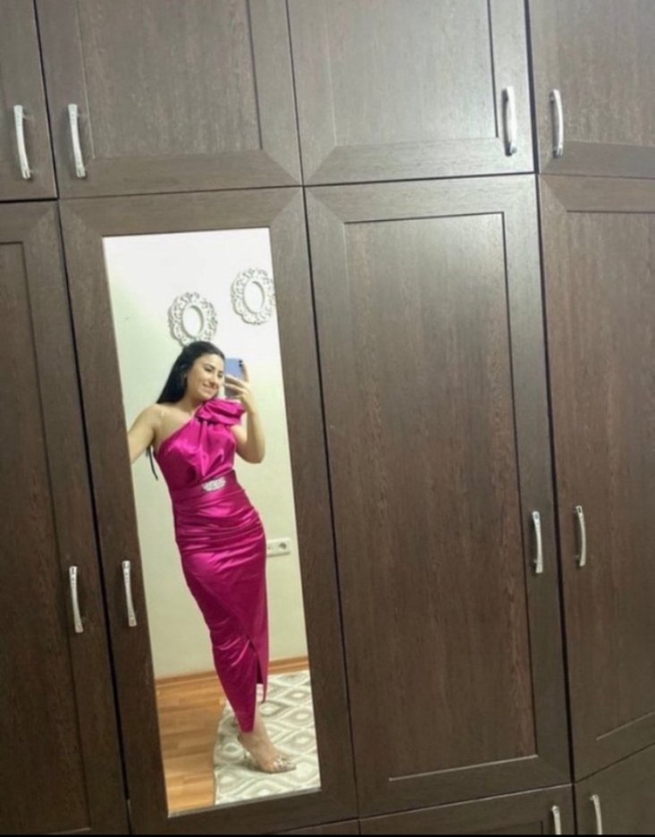 Pembe Drapeli Uzun Abiye Elbise - Görsel 2